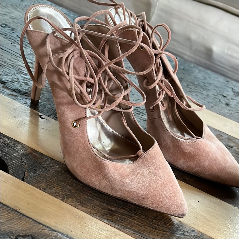 Elegant Pink Suede Lace-Up Heels BCBGeneration